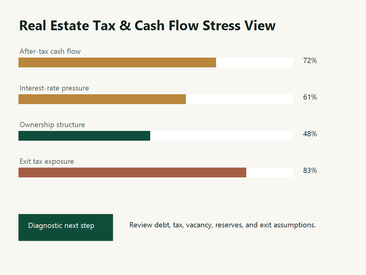 Real estate tax and cash flow stress dashboard preview